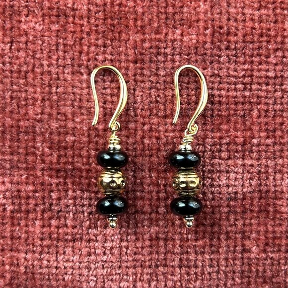 New NATURAL BLACK ONYX GEMSTONE Earrings - Picture 1 of 3